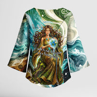 Gaia Mother Of Earth Goddess Kimono Sleeve Blouse Greek Mythology Sacred Geometry Fantasy