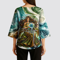 Gaia Mother Of Earth Goddess Kimono Sleeve Blouse Greek Mythology Sacred Geometry Fantasy