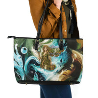 Gaia Mother Of Earth Goddess Leather Tote Bag Greek Mythology Sacred Geometry Fantasy