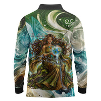 Gaia Mother Of Earth Goddess Long Sleeve Polo Shirt Greek Mythology Sacred Geometry Fantasy