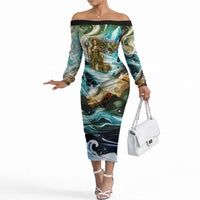 Gaia Mother Of Earth Goddess Off The Shoulder Long Sleeve Dress Greek Mythology Sacred Geometry Fantasy