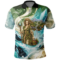 Gaia Mother Of Earth Goddess Polo Shirt Greek Mythology Sacred Geometry Fantasy