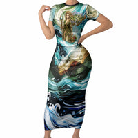 Gaia Mother Of Earth Goddess Short Sleeve Bodycon Dress Greek Mythology Sacred Geometry Fantasy