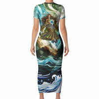 Gaia Mother Of Earth Goddess Short Sleeve Bodycon Dress Greek Mythology Sacred Geometry Fantasy