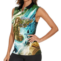 Gaia Mother Of Earth Goddess Women Sleeveless Polo Shirt Greek Mythology Sacred Geometry Fantasy