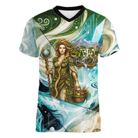 Gaia Mother Of Earth Goddess Women V-Neck T-Shirt Greek Mythology Sacred Geometry Fantasy