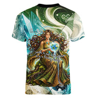 Gaia Mother Of Earth Goddess Women V-Neck T-Shirt Greek Mythology Sacred Geometry Fantasy