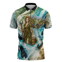 Gaia Mother Of Earth Goddess Zipper Polo Shirt Greek Mythology Sacred Geometry Fantasy