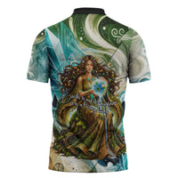 Gaia Mother Of Earth Goddess Zipper Polo Shirt Greek Mythology Sacred Geometry Fantasy
