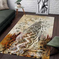 Gaia Mother Earth Sacred Eye Area Rug Greek Vintage Botanical Sketch Esoteric Spiritual Floral