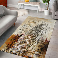 Gaia Mother Earth Sacred Eye Area Rug Greek Vintage Botanical Sketch Esoteric Spiritual Floral