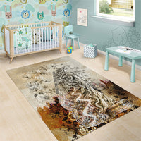 Gaia Mother Earth Sacred Eye Area Rug Greek Vintage Botanical Sketch Esoteric Spiritual Floral