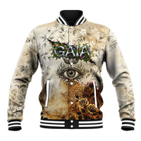 Gaia Mother Earth Sacred Eye Baseball Jacket Greek Vintage Botanical Sketch Esoteric Spiritual Floral
