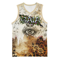 Gaia Mother Earth Sacred Eye Basketball Jersey Greek Vintage Botanical Sketch Esoteric Spiritual Floral