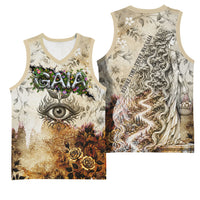 Gaia Mother Earth Sacred Eye Basketball Jersey Greek Vintage Botanical Sketch Esoteric Spiritual Floral