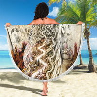 Gaia Mother Earth Sacred Eye Beach Blanket Greek Vintage Botanical Sketch Esoteric Spiritual Floral