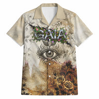 Gaia Mother Earth Sacred Eye Hawaiian Shirt Greek Vintage Botanical Sketch Esoteric Spiritual Floral