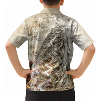 Gaia Mother Earth Sacred Eye Kid Hawaiian Shirt Greek Vintage Botanical Sketch Esoteric Spiritual Floral