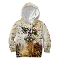 Gaia Mother Earth Sacred Eye Kid Hoodie Greek Vintage Botanical Sketch Esoteric Spiritual Floral