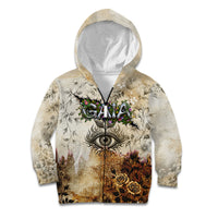 Gaia Mother Earth Sacred Eye Kid Hoodie Greek Vintage Botanical Sketch Esoteric Spiritual Floral
