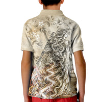 Gaia Mother Earth Sacred Eye Kid Polo Shirt Greek Vintage Botanical Sketch Esoteric Spiritual Floral