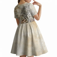 Gaia Mother Earth Sacred Eye Kid Short Sleeve Dress Greek Vintage Botanical Sketch Esoteric Spiritual Floral