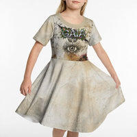 Gaia Mother Earth Sacred Eye Kid Short Sleeve Dress Greek Vintage Botanical Sketch Esoteric Spiritual Floral