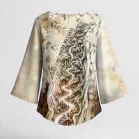 Gaia Mother Earth Sacred Eye Kimono Sleeve Blouse Greek Vintage Botanical Sketch Esoteric Spiritual Floral
