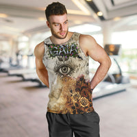 Gaia Mother Earth Sacred Eye Men Tank Top Greek Vintage Botanical Sketch Esoteric Spiritual Floral