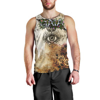 Gaia Mother Earth Sacred Eye Men Tank Top Greek Vintage Botanical Sketch Esoteric Spiritual Floral