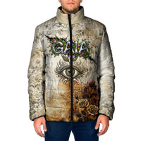 Gaia Mother Earth Sacred Eye Padded Jacket Greek Vintage Botanical Sketch Esoteric Spiritual Floral