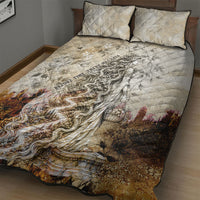 Gaia Mother Earth Sacred Eye Quilt Bed Set Greek Vintage Botanical Sketch Esoteric Spiritual Floral
