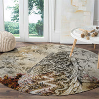 Gaia Mother Earth Sacred Eye Round Carpet Greek Vintage Botanical Sketch Esoteric Spiritual Floral
