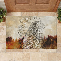 Gaia Mother Earth Sacred Eye Rubber Doormat Greek Vintage Botanical Sketch Esoteric Spiritual Floral