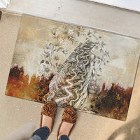 Gaia Mother Earth Sacred Eye Rubber Doormat Greek Vintage Botanical Sketch Esoteric Spiritual Floral