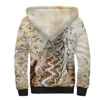 Gaia Mother Earth Sacred Eye Sherpa Hoodie Greek Vintage Botanical Sketch Esoteric Spiritual Floral