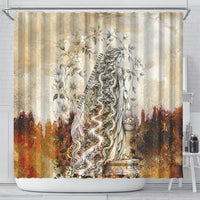 Gaia Mother Earth Sacred Eye Shower Curtain Greek Vintage Botanical Sketch Esoteric Spiritual Floral