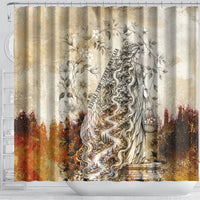 Gaia Mother Earth Sacred Eye Shower Curtain Greek Vintage Botanical Sketch Esoteric Spiritual Floral