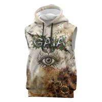 Gaia Mother Earth Sacred Eye Sleeveless Hoodie Greek Vintage Botanical Sketch Esoteric Spiritual Floral