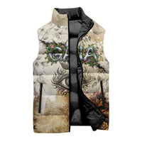 Gaia Mother Earth Sacred Eye Sleeveless Puffer Jacket Greek Vintage Botanical Sketch Esoteric Spiritual Floral