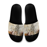 Gaia Mother Earth Sacred Eye Slide Sandals Greek Vintage Botanical Sketch Esoteric Spiritual Floral