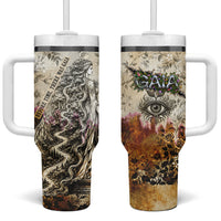Gaia Mother Earth Sacred Eye Tumbler With Handle Greek Vintage Botanical Sketch Esoteric Spiritual Floral