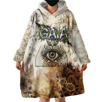Gaia Mother Earth Sacred Eye Wearable Blanket Hoodie Greek Vintage Botanical Sketch Esoteric Spiritual Floral