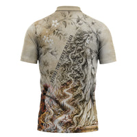 Gaia Mother Earth Sacred Eye Zipper Polo Shirt Greek Vintage Botanical Sketch Esoteric Spiritual Floral