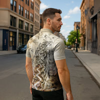 Gaia Mother Earth Sacred Eye Zipper Polo Shirt Greek Vintage Botanical Sketch Esoteric Spiritual Floral