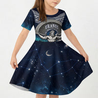 Uranus Greek God Of The Sky Kid Short Sleeve Dress Greek Mythology Celestial Zodiac Constellation Vintage