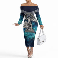 Uranus Greek God Of The Sky Off The Shoulder Long Sleeve Dress Greek Mythology Celestial Zodiac Constellation Vintage