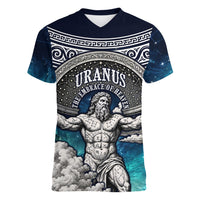 Uranus Greek God Of The Sky Women V-Neck T-Shirt Greek Mythology Celestial Zodiac Constellation Vintage
