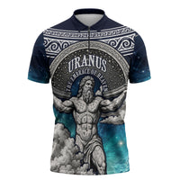 Uranus Greek God Of The Sky Zipper Polo Shirt Greek Mythology Celestial Zodiac Constellation Vintage