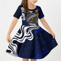 Uranus The Primal Sky Greek God Kid Short Sleeve Dress Vintage Celestial Armillary Sphere Cosmos Mythology